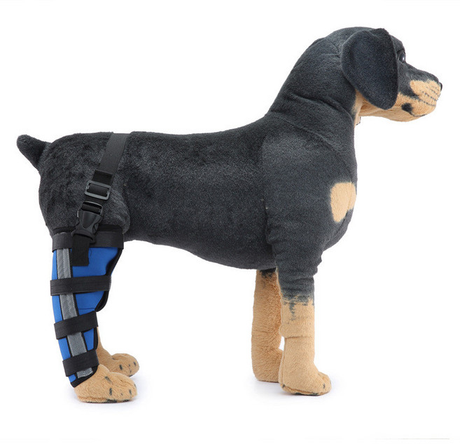 狗狗術後輔助後腿護膝，行走支撐固定, HJ39藍色右後腿（加支撐條加反光,XS, 1個