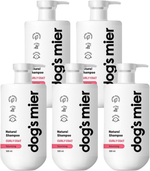 독스미어 곱슬모견 샴푸 강아지 장모샴푸 컬리코트, 5개, 500ml