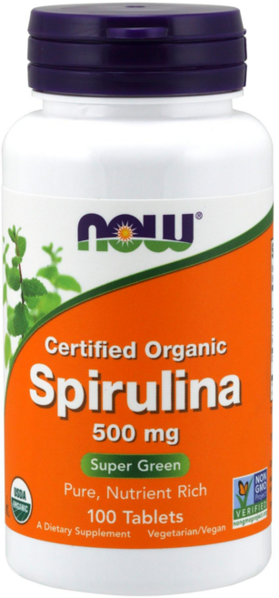 NOW Foods 螺旋藻素食錠 無麩質 500mg, 100錠, 1罐