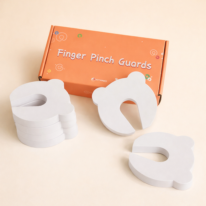 아기 도어스토퍼 손끼임방지 문닫힘방지 핑거 가드, 6개, 화이트 곰돌이