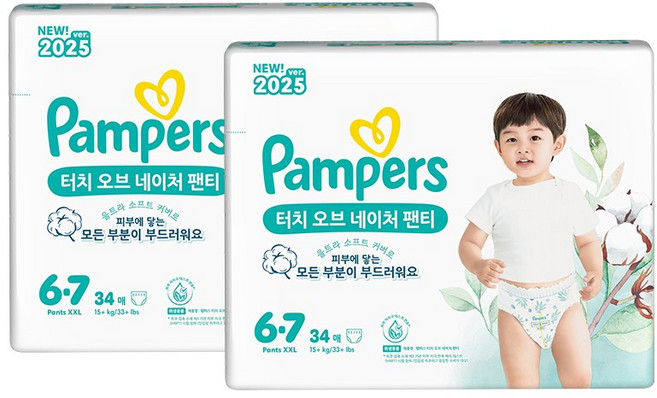 팸퍼스 터치 오브 네이처 팬티형 기저귀 아동공용, 6단계, 68매