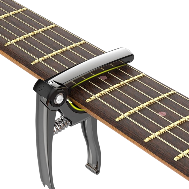 고급형 합금 집게형 Capo 4 in 1 다기능 기타 카포, 검은, 1개