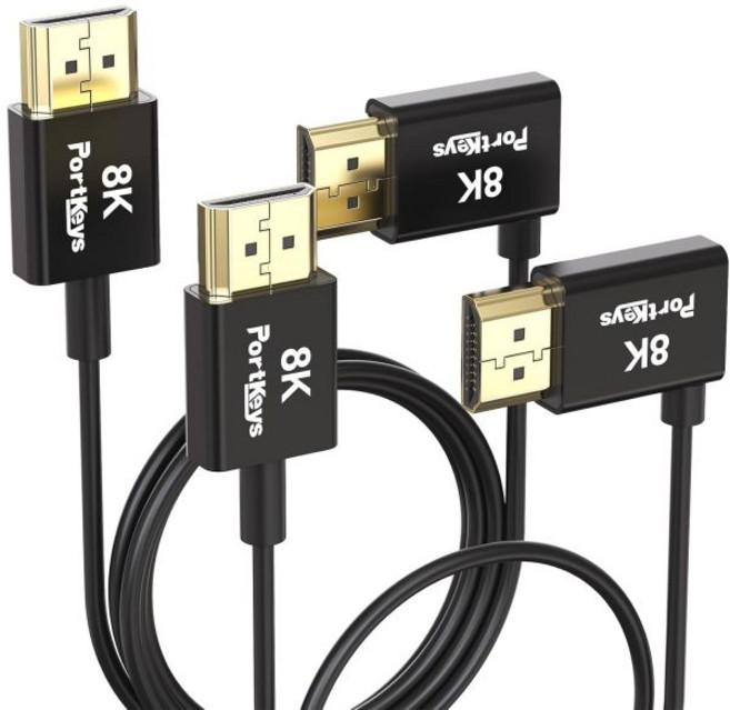 포트키 8K HDMI 케이블 구리 코어 3.6mm 직경 48Gbps 풀 핀 2.1 60Hz 4K 240Hz UHD 지원 A에서 A까지 카메라 HDTV 프로젝터 컴퓨터 Roku, Core Coaxial, 0.3M+1M, 1개