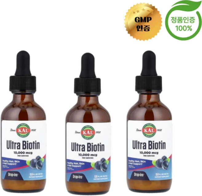2+1 KAL 울트라 바이오틴 천연 믹스 베리 향 10000mcg 59ml, 3개 - 쿠팡