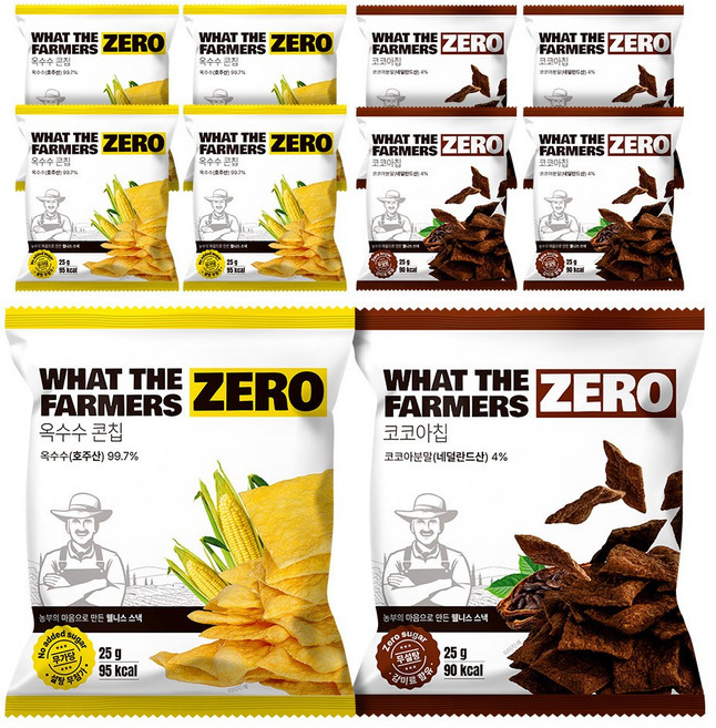 왓더파머스 다이어트간식 혼합구성 기름제로, 1세트, 옥수수 5봉+코코아 5봉