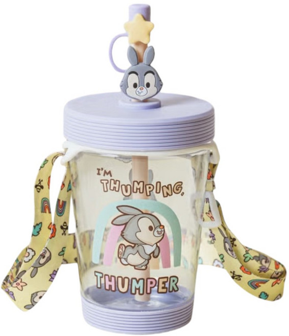 디즈니 애니멀즈 장식 스트랩 빨대 컵 500 ml, 1개, 500ml