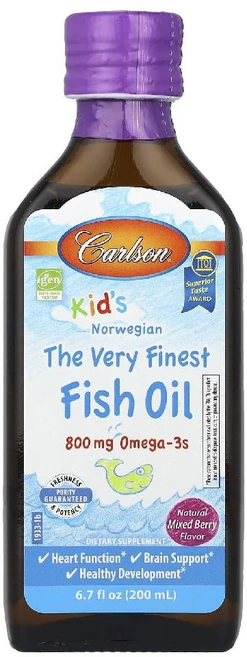 칼슨 피쉬 오일 노르웨이산 오메가 믹스베리 800mg DHA 어린이 액상 시럽 200ml, 딸기맛, 1 - 쿠팡