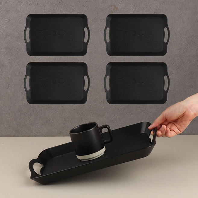 경량 서빙 트레이 가벼운 베이커리 카페 빵 쟁반, 미드나잇블랙, 5개