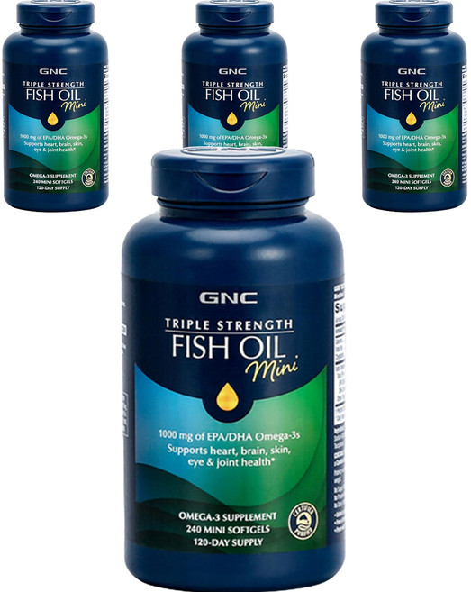 GNC 트리플 스트렝스 피쉬 오일 EPA/DHA 오메가-3 1000mg 미니 소프트젤, 240정, 4개