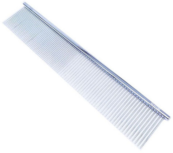 MADAN 마단 7.5인치 카본콤 M-N190 파인/코스 롱핀 HI CARBON 콤보콤 스틸 카본 고급재질 콤빗 일자빗 고급재질 강아지 고양이 가벼우면서 단단함, 1개, Silver