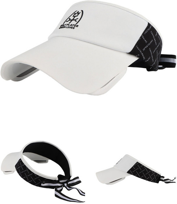 까스텔바작 라베르 리본 바이저 여성 골프모자 BWEW-GC502, 화이트