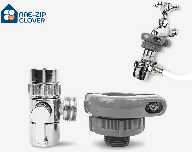 수도꼭지 분배기 세트 세탁실 베란다수전 양갈래수전, 1개