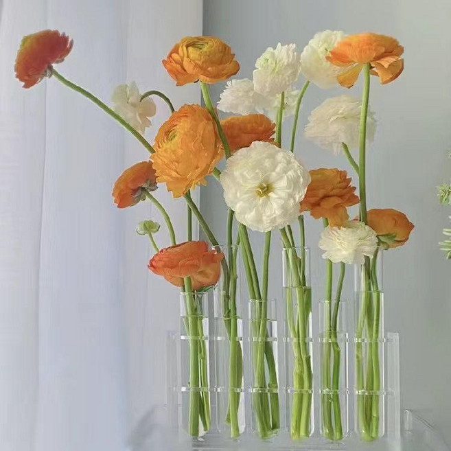 網紅試管花架 實驗試管花瓶 玻璃花瓶 擺件組合花瓶 (不含花), N/A