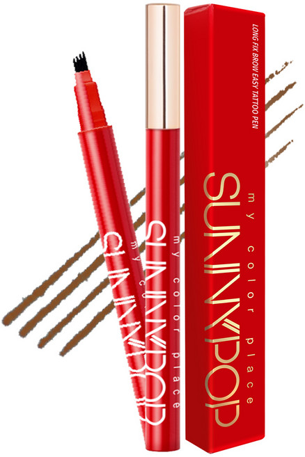 눈섭 타투 펜슬안지워지는 타투 아이브로우 타투 눈썹펜슬 아이브로우틴트 아이브로우 펜슬 타투아이브로우 눈썹 타투펜, 내추럴브라운, 1개