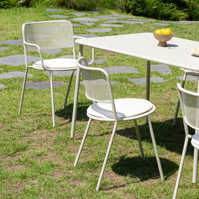 글래드 야외용 철제 정원 테라스 카페 테이블세트 2인 4인, 2인세트(정사각800테이블+의자2개), 암체어, 아이보리