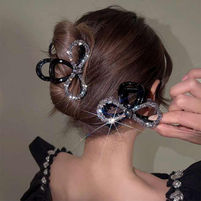 ZMBIRD 2개세트 반짝반짝 큐빅 올림머리 집게핀 중형 N4371