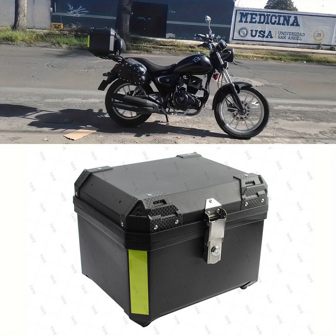 경량 리어 박스 오토바이 트렁크 가방 배달통 헬멧박스 ABS, 검은색 한글