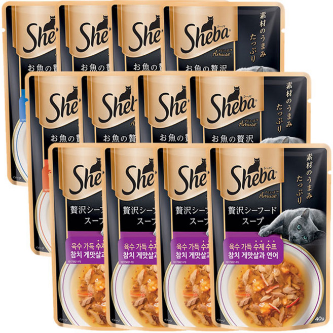 쉬바 수제 수프 고양이간식, 12개, 40g, 콤보(4종 3개씩)