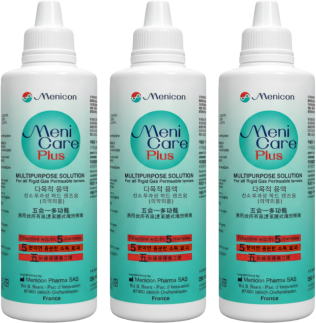 메니콘 메니케어 플러스 하드렌즈 드림렌즈 다목적액, 3개, 250ml