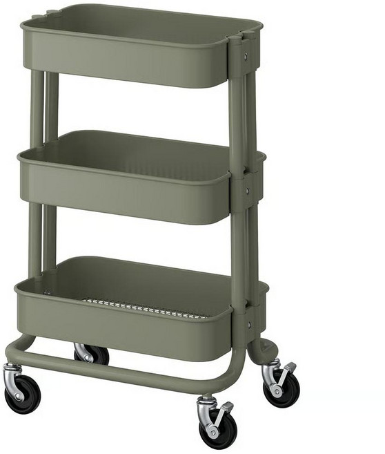 [리퍼상품] 이케아 트롤리 3단 이동식 카트 38x28x61 미용실 펫샵 집안 정리 카트 로스코그, 리퍼상품, 착_그레이그린_705.917.68