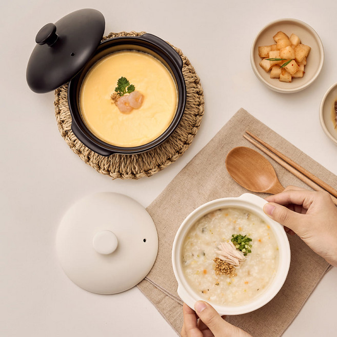 굿즈팡팡 미니 세라믹 전자레인지 계란찜기 이유식 찜기, 1개