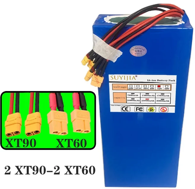 14S7P 신제품 52V 25000mAh 18650 리튬이온 배터리 내장형 30A BMS 전기 오토바이/삼륜차용, 03 2 XT90-2 XT60
