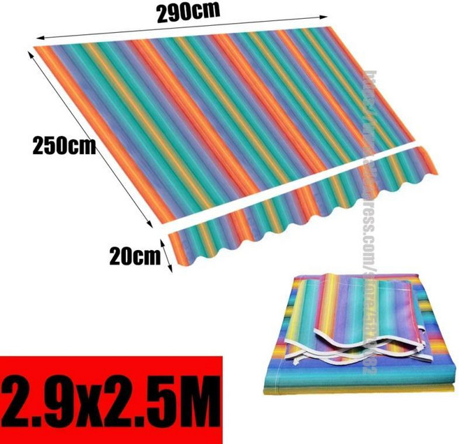야외 텔레스코픽 캐노피 교체 천 레인보우 스트립 방수 원단 상점 배너 UV, 01 2.9x2.5m