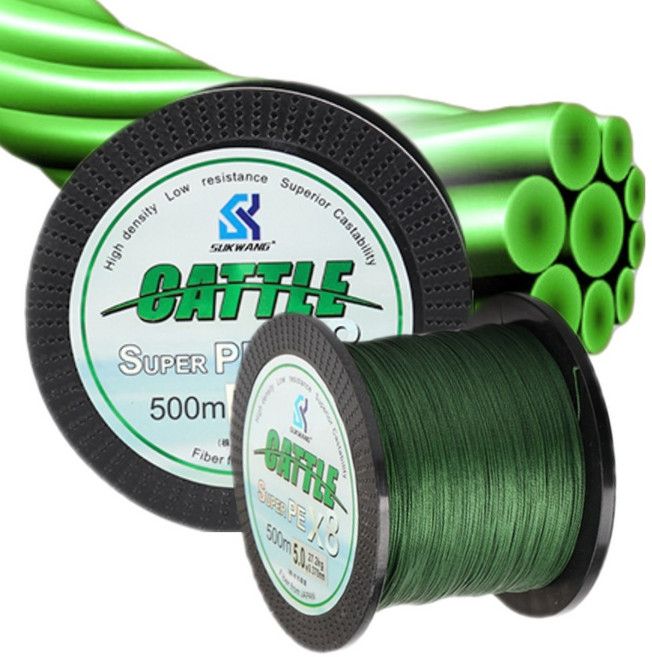 CATTLE 일본원사 내마모성 PE라인 8합사 그린 500m 합사 합사줄, 1.5호, 캐틀그린