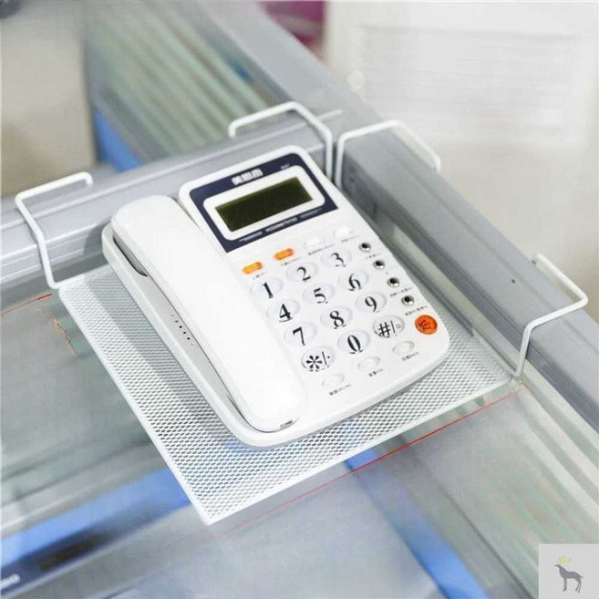 전화기 거치대 사무실 유선 받침대 병원용 철제 선반, 화이트23x23cm