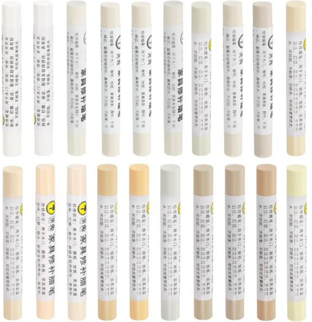 우드필러 메꿈제 구멍 레진 uxcell 가구 수리 왁스 크레용 키트 20개 - 나무 충전재 스틱 마커 터치업 스크래치 홀 테이블 책상 바닥 라미네이트 커버 밝은 색상 시리즈, Light Color Series