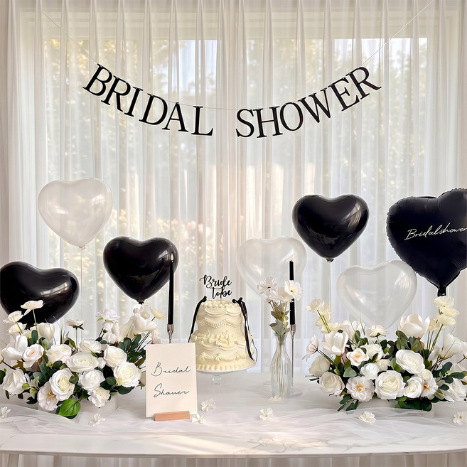 파티몬 브라이덜샤워 하트 풍선 소품 가랜드 홈 파티 용품 슬림 심플 블랙, 1개, 브라이덜샤워 슬림 심플 풍선 8종 -블랙