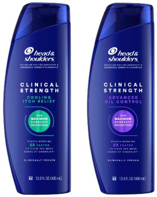 헤드앤숄더 클리니컬 스트렝스 쿨링 이치 릴리프 샴푸 400ml + 어드밴스드 오일 컨트롤 샴푸 400ml, 1세트