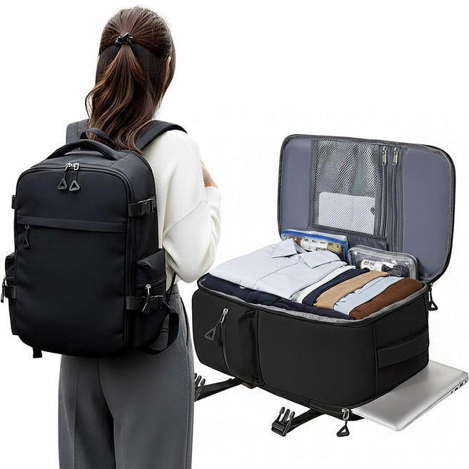 듀엘라 노트북 백팩 대학생 고등학생 여행용 직장인 중학생 대용량 분리수납 책가방 캐리어 보조가방