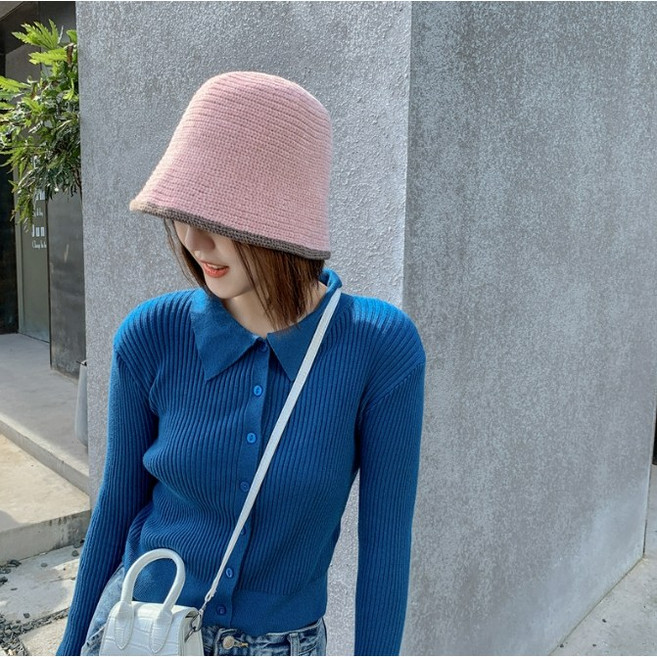 여성 니트 버킷햇 벙거지 모자