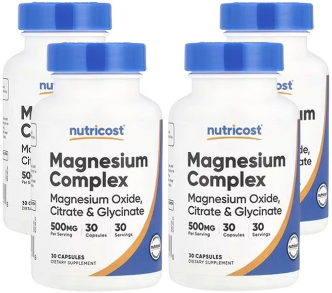 뉴트리코스트 마그네슘 복합체 500mg 30캡슐, 4개, 30정 - 쿠팡