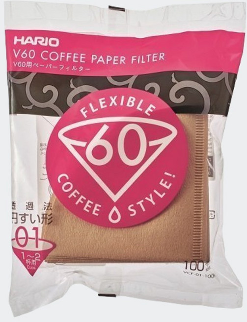 HARIO V60 錐形咖啡濾紙 無漂白, 1個, VCF-01【1~2人份】100張 無漂, 100