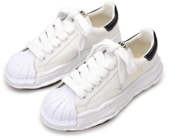 메종 미하라야스히로 블레이키 가죽 로우탑 화이트