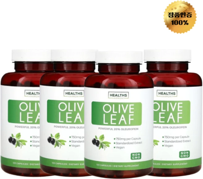 2+2 헬스 하모니 올리브 잎 750mg 캡슐 120정, 4개 - 쿠팡
