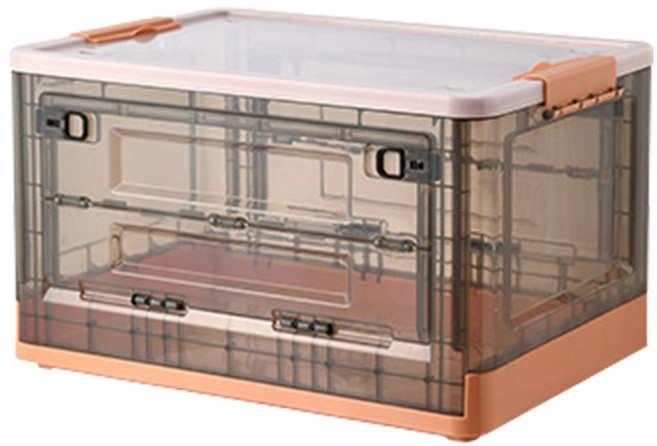 에이치앤아이 투명 접이식 리빙박스 수납정리함 캠핑박스, 오렌지(PB-C53OR), 1개