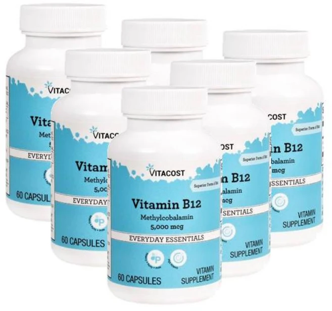 비타코스트 활성비타민 B12 메틸코발라민 5000mcg 캡슐 Vitacost Vitamin B-12 Methylcobalamin, 6개, 60정 - 쿠팡