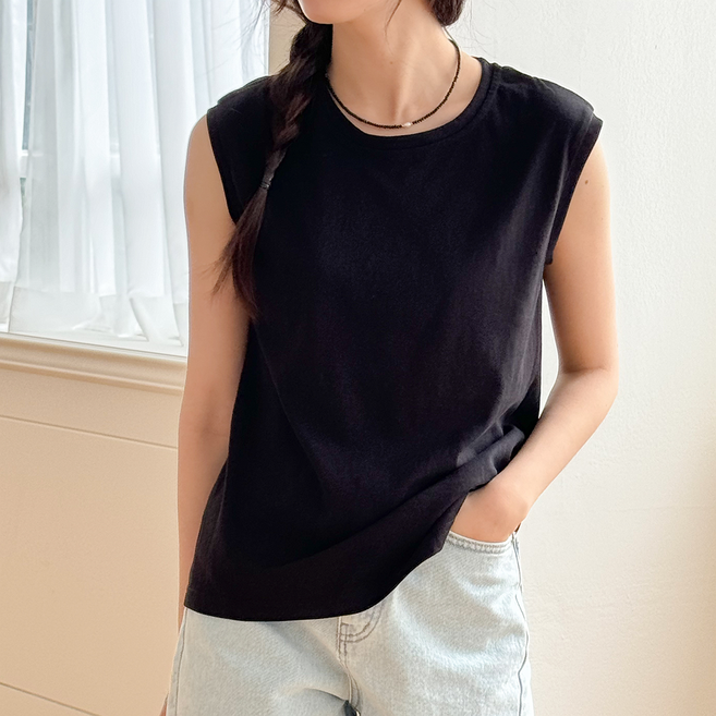 디파워샵 여자 나시티 기본 베이직 여름 여성 나시 민소매 티 셔츠 무지 이너 면