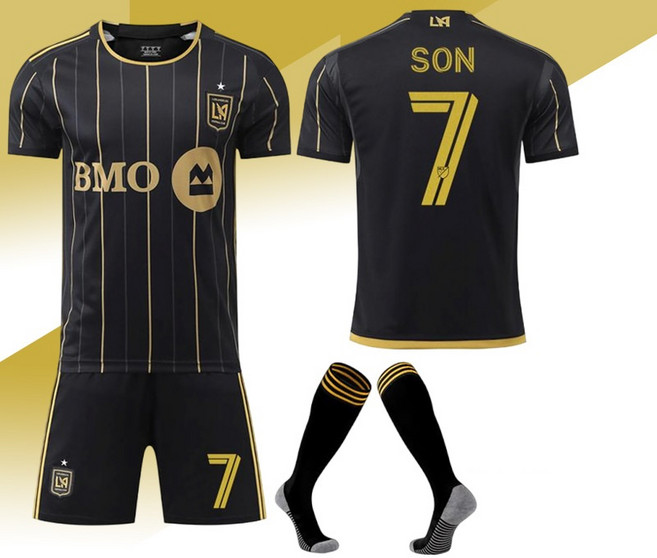 2526 LAFC 축구 유니폼 손흥민 축구복 홈팀 블랙 키즈 아동 주니어 손흥민 유니폼(상의+하의+양말)