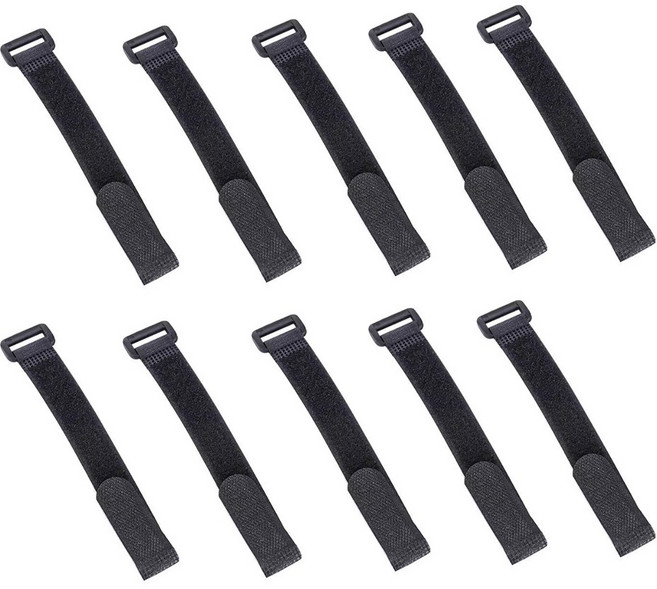 다용도 찍찍이 타이 스트랩 밴드 케이블 전선정리 압축벨트, 블랙, 10개