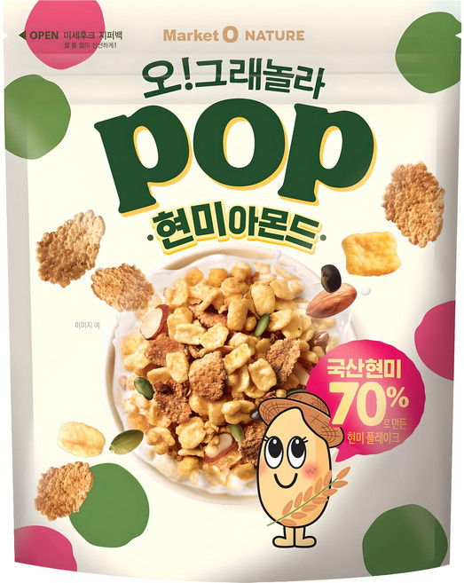 마켓오네이처 오 그래놀라 팝 현미아몬드, 1개, 340g