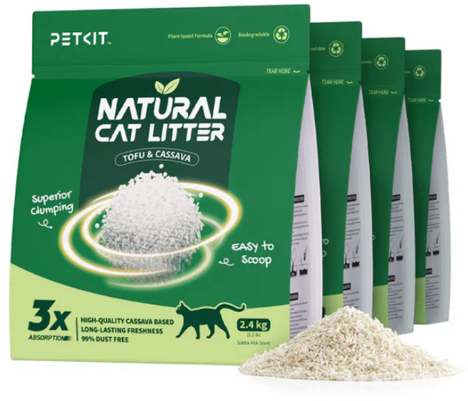 PETKIT 佩奇 植物混合貓砂 木薯與豆腐, 2.4kg, 4包, 單一規格