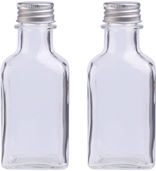 가인글로벌 위스키납작100AA(S) 유리병 알루미늄캡 실버, 2개, 100ml