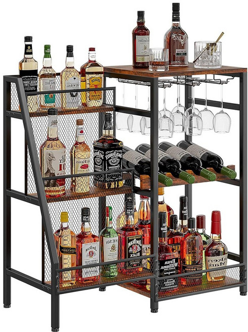 와인 거치대 양주 보관함 랙 위스키 잔 걸이 술 진열대, 1개, 월넛