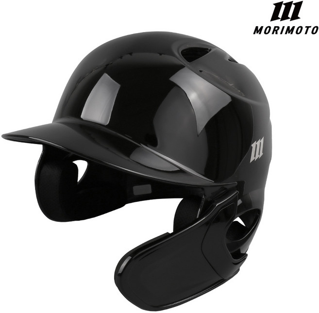 모리모토 야구 타자 조절형 헬멧 양귀 검투사 장착형, 1개, 유광 블랙