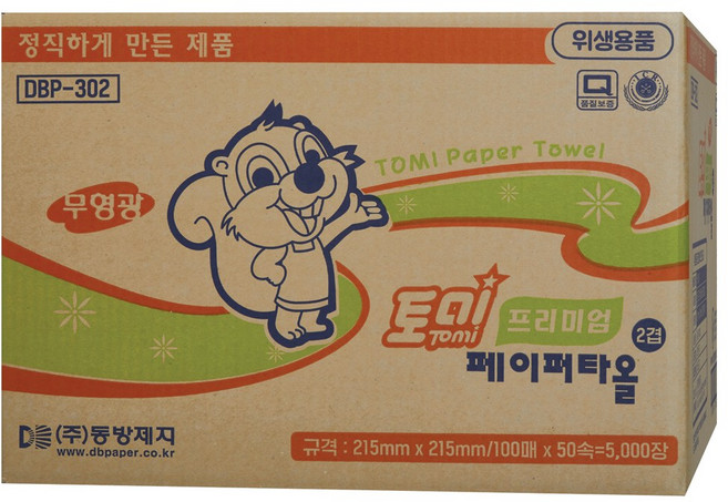 동방제지 토미 프리미엄 핸드타올 2겹, 100매, 1개