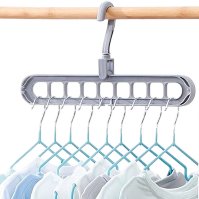 바이트 9홀 회전형 공간절약 옷장 수납 정리 옷걸이 3개입, 혼합